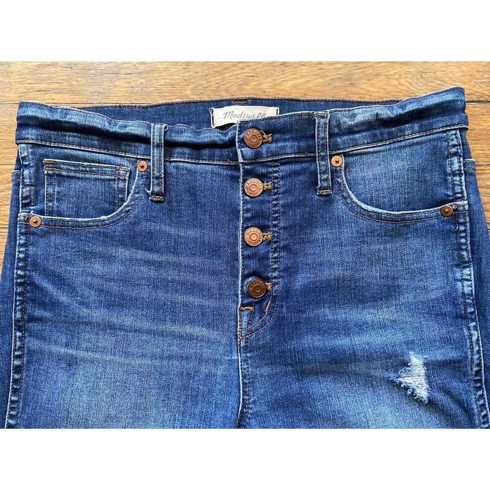 MADEWELL ‘10” High-Rise Skinny’ Distressed Button-Fly Stretch Jeans sz 29 (w30) - Picture 3 of 13